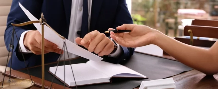 Prenuptial agreement document on a desk